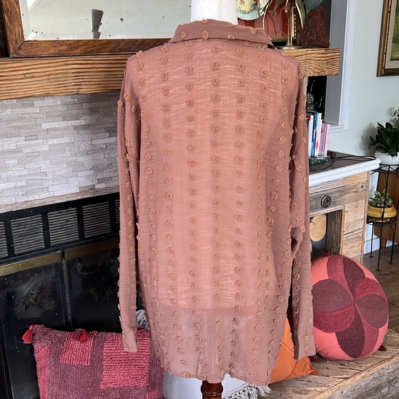 Taupe Blouse with Sheer back - Picture 3 of 4